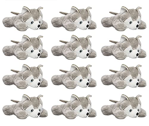 Wildlife Tree 12 Pack Wolf Husky Mini 4 Inch Small Stuffed Animals, Bulk  Bundle Zoo Animal Toys, Forest Party Favors for Kids