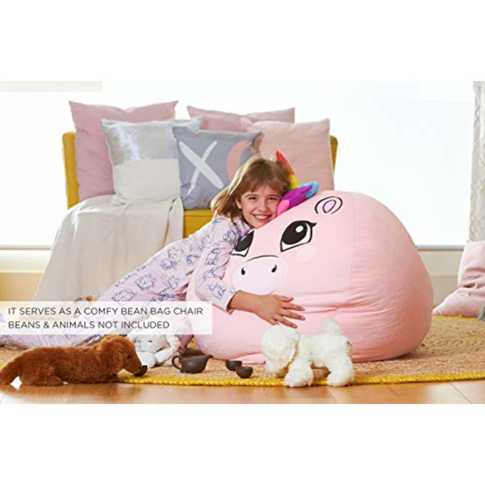 Aubliss Unicorn Stuffed Animal Storage Bean Bag Chair - Large Stuff n Sit  Storage Organization for Kids -