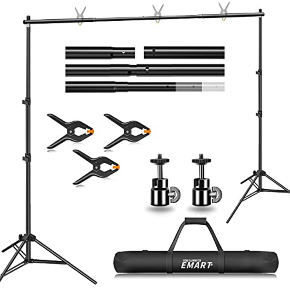 emart Backdrop Stand, EMART 7x10ft Photo Video Studio Muslin Background Stand Backdrop Support System Kit with Mini Ball Head, Photogr