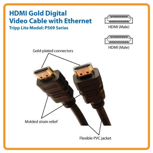 Tripp Lite High Speed HDMI Cable with Ethernet, Ultra HD 4K x 2K, Digital Video with Audio (M/M), 16-ft. (P569-016)