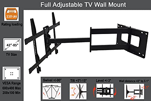 Hy9391 B Forging Mount Long Arm Tv Full Motion Wall Bracket With 43 Inch Extension Articulating Fits 42 Forging Mount Long Arm Tv, Tv Mount Extended Arm
