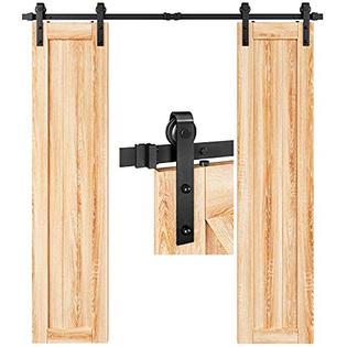 Easelife 6 Ft Double Door Sliding Barn Hardware Track Kit Basic J Pulley Heavy Duty Slide Smoothly Quietly Easy Install Easelife 6 Ft Double Door Sliding, Double Sliding Door Track