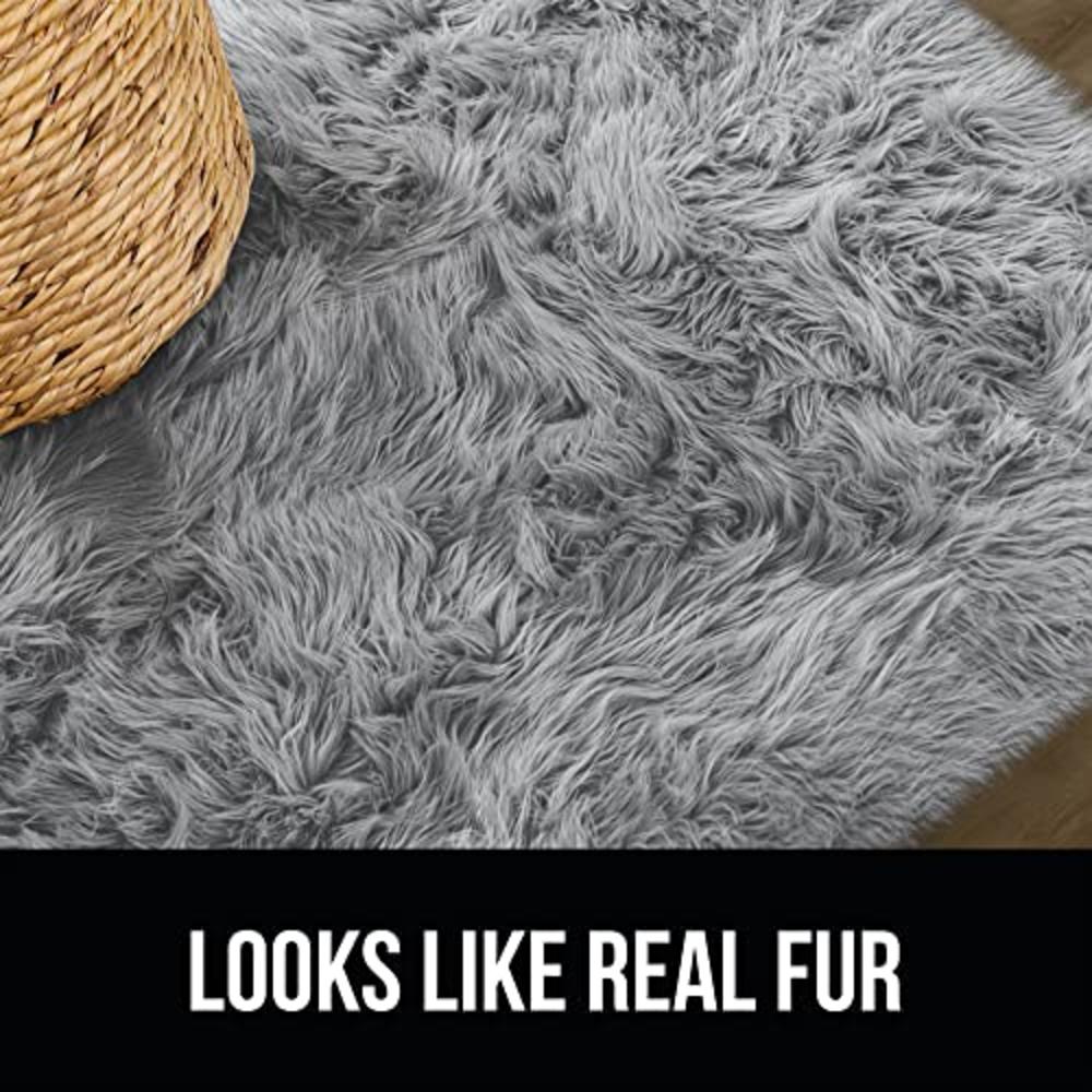Gorilla Grip Thick Fluffy Faux Fur Washable Rug, 5x7, Shag Carpet Rugs for Baby Nursery Room, Bedroom, Luxury Home Decor, Soft F