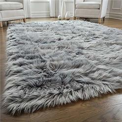 Gorilla Grip Thick Fluffy Faux Fur Washable Rug, 5x7, Shag Carpet Rugs for Baby Nursery Room, Bedroom, Luxury Home Decor, Soft F