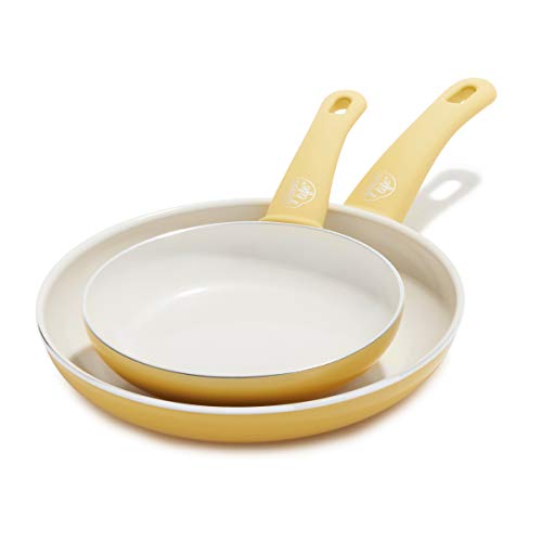 GreenLife Soft Grip Healthy Ceramic Nonstick, 16 Piece Cookware Pots and Pans Set, PFAS-Free, Dishwasher Safe, Yellow