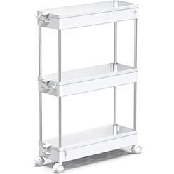 SPACEKEEPER 3 Tier Slim Storage Cart Mobile Shelving Unit Organizer Slide Out Storage Rolling Utility Cart Tower Rack for Kitche