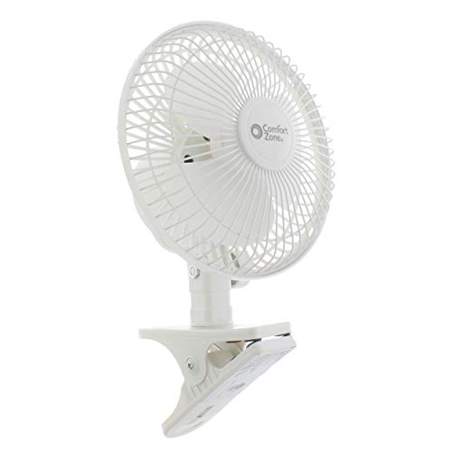 Comfort Zone CZ6C 6-inch Quiet Portable Indoor 2-Speed Desk Fan with Clip and Fully Adjustable Tilt, White