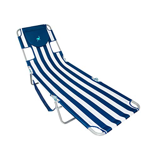 Ostrich Chaise Lounge Blue and White Striped 77.16 x 24.6 x 13.4 inches assembled