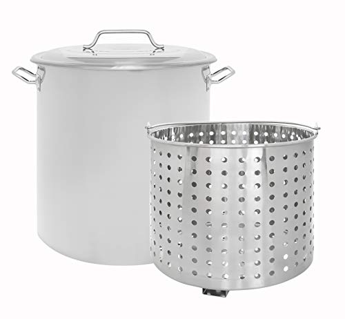 CONCORD Stainless Steel Stock Pot w/Steamer Basket. Cookware great for boiling and steaming (40 Quart)