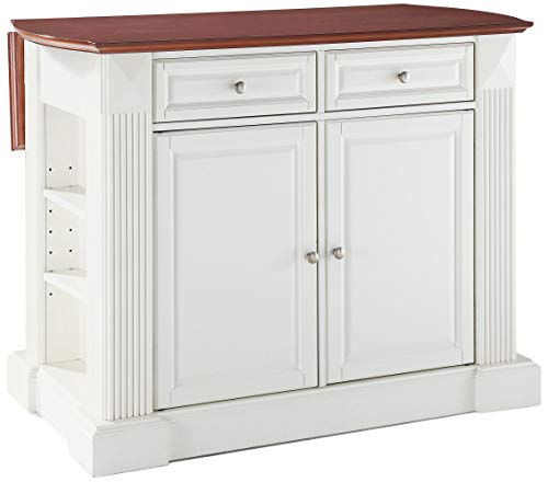 Crosley Furniture Drop Leaf Kitchen Island/Breakfast Bar, White