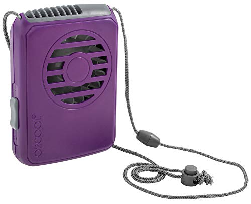 O2COOL Battery Powered Deluxe Necklace Fan For Personal Cooling With Adjustable Lanyard (Purple)