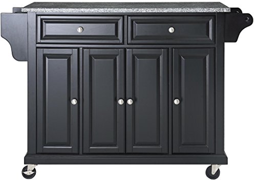 Crosley Furniture Full Size Kitchen Cart with Solid Gray Granite Top, Black