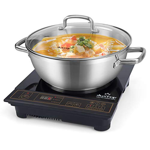 Duxtop 1800W Portable Induction Cooktop, Countertop Burner Included 5.7 Quarts Professional Stainless Steel Cooking Pot with Lid