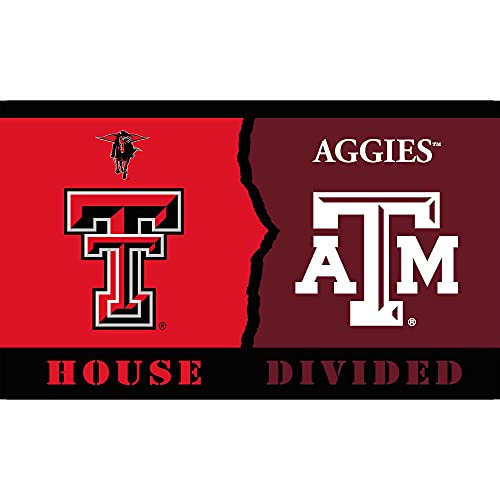 Bsi Products, Inc. BSI PRODUCTS, INC. - Rivalry House Divided 3' x 5' Flag  with Heavy-Duty Brass Grommets - Texas Tech and Texas A & M - TT and TAM