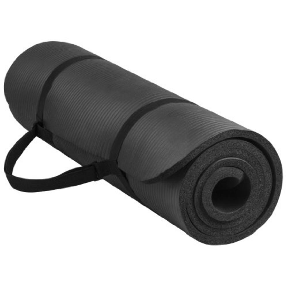 BalanceFrom BFGY-AP6BLK Go Yoga All Purpose Anti-Tear Exercise Yoga Mat with Carrying Strap, Black, One Size