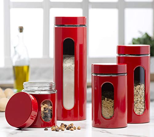 Leraze Quality Modern Red Stainless Steel Canister Set for ...