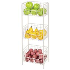 Mdesign 3 Tier Vertical Standing, Metal Storage Shelves With Baskets