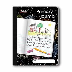 Ischolar Primary Composition Book, Journal, Unruled Top, .5 Inch Ruled Bottom Half, 100 Sheets, 9.75 X 7.5 Inches, Black Marble 