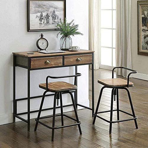 4D Concepts Urban Loft Breakfast Table with Two Swivel Stools, Rustic Natural Pine