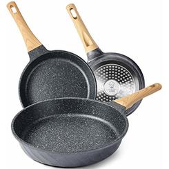 YIIFEEO Frying Pans Nonstick, Induction Frying Pan Set Granite Skillet Pans for Cooking Omelette Pan Cookware Set with Heat-Resi