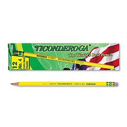 Dixon Ticonderoga Ticonderoga Pencils, 2H (#4), Black Lead, Yellow Barrel, Dozen