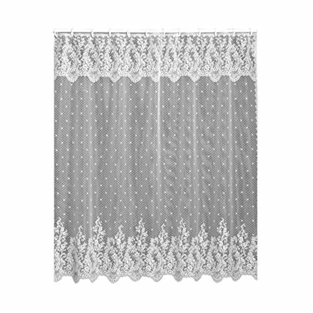 Heritage Lace, White Floret 72x72 Shower Curtain, 72 inch Wide by 72 inch Drop