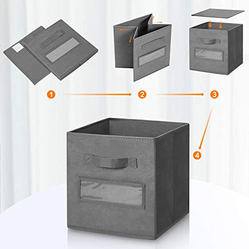 Artsdi artsdi Set of 10 Storage Cubes, Foldable Fabric Cube Storage Bins with 10 Labels Window Cards & a Pen, Collapsible Cloth Baskets