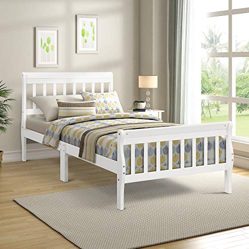 Danxee Wood Twin Bed Frame With, Wood Slat Bed Frame Twin