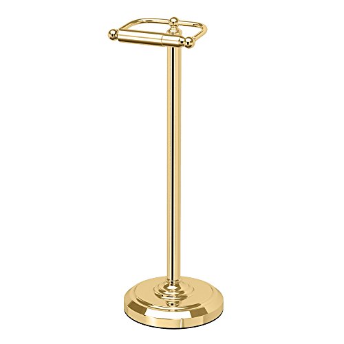 Gatco 1436 Pedestal Toilet Paper Holder, Polished Brass