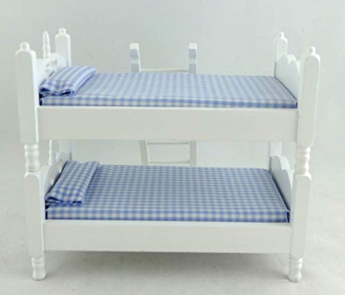 Town Square Miniatur Dollhouse Miniature 1:12 Scale White and Blue Bunkbeds with Ladder #T5350