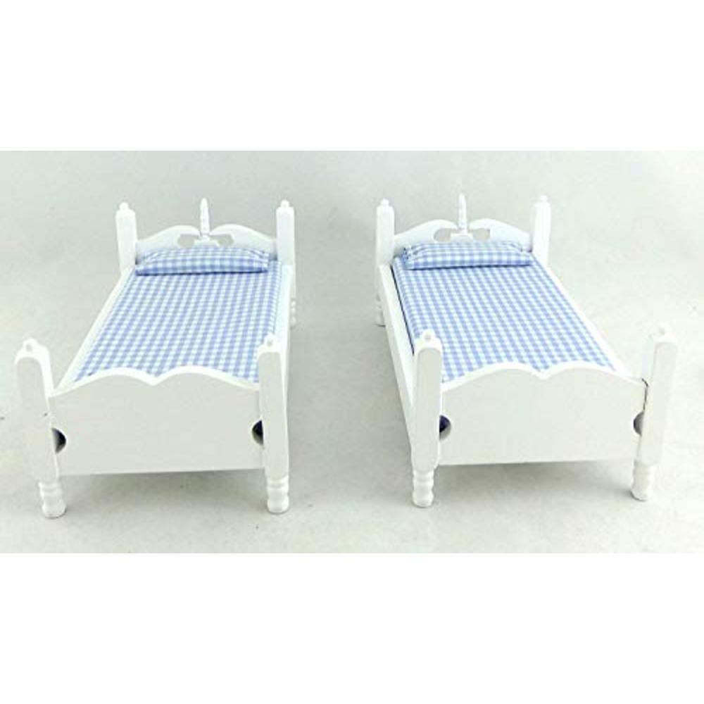 Town Square Miniatur Dollhouse Miniature 1:12 Scale White and Blue Bunkbeds with Ladder #T5350