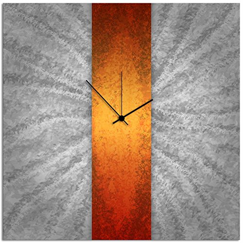 Metal Art Studio L0045 Orange Stripe Clock Contemporary Metal Clock