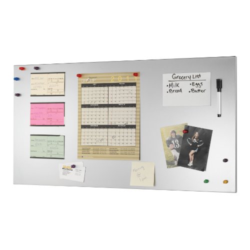 MMF Industries STEELMASTER Magnetic Board with Dry-Erase Pad, Pen and Magnets, 14 x 30 x 0.7 Inches, Silver (270163050)