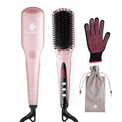MiroPure Enhanced Hair Straightener Heat Brush by MiroPure, 2-in-1 Ceramic Ionic Straightening Brush, Hot Comb with Anti-Scald Feature, A