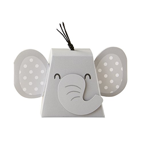 Kate Aspen Adorable Elephant Favor Box (Set of 12), One Size, Grey & Black