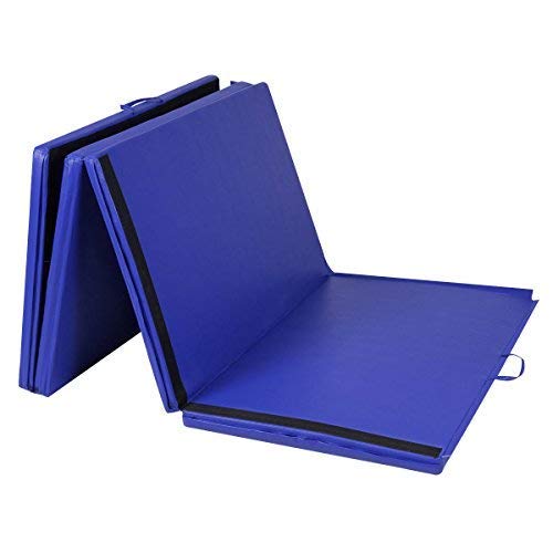 Giantex SP31622BL Gymnastics Mat Folding Panel Thick Gym Fitness Exercise, Blue, 4x10x2
