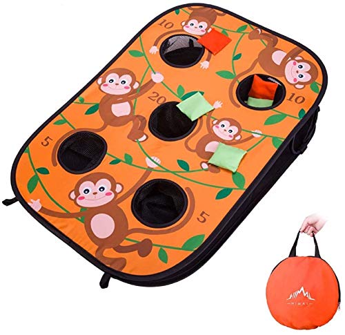 Himal Outdoors Himal Collapsible Portable 5 Holes Cornhole Game Cornhole Set Bounce Bean Bag Toss Game with 10 Bean Bags,Tic Tac Toe Game Doubl