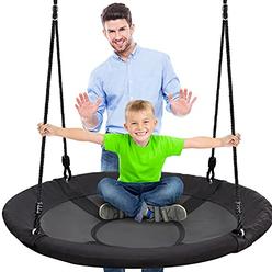 SereneLife Outdoor Spinner Saucer Tree Swing Round Circular Flying Saucer w/ Rope Straps