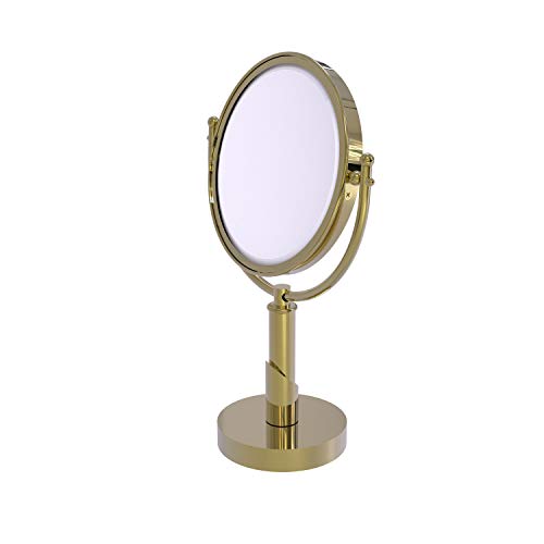 Allied Precision Allied Brass SH-4/3X Soho Collection 8 Inch Vanity Top 3X Magnification Make-Up Mirror, Unlacquered Brass