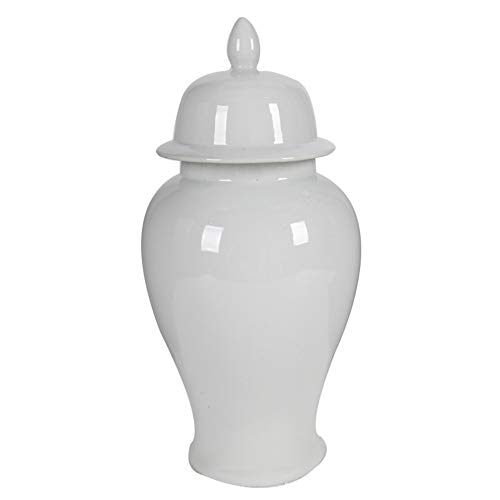 Benjara Benzara BM165657 20 x 9.8 x 9.8 in. Medium Ceramic Ginger Jar&#44; White