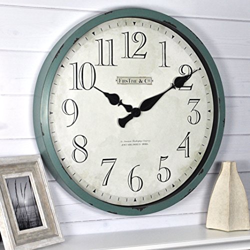 FirsTime & Co. Bellamy Wall Clock, 24", Aged Teal
