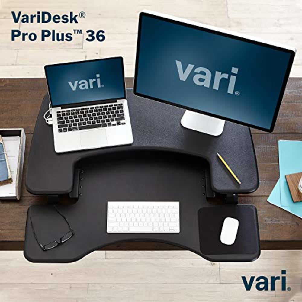 VariDesk Pro Plus 36 by Vari – Dual Monitor Standing Desk Converter – Work or Home Office Sit to Stand Desk – 11 Height Adjustab