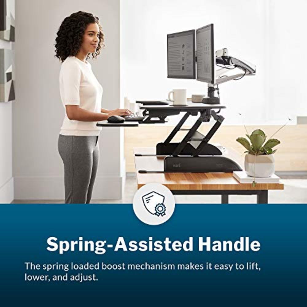 VariDesk Pro Plus 36 by Vari – Dual Monitor Standing Desk Converter – Work or Home Office Sit to Stand Desk – 11 Height Adjustab