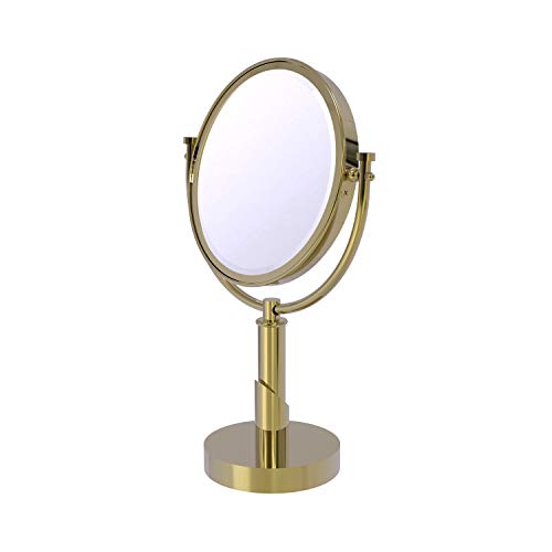 Allied Precision Allied Brass TR-4/4X Tribecca Collection 8 Inch Vanity Top 4X Magnification Make-Up Mirror, Unlacquered Brass