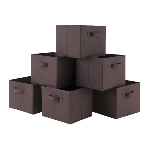 Winsome Capri Set of 6 Foldable Chocolate Fabric Baskets