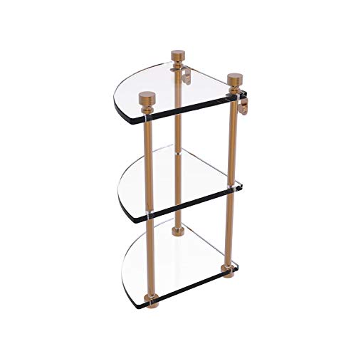 Allied Precision Allied Brass FT-6 Foxtrot Collection Three Tier Corner Glass Shelf, Brushed Bronze