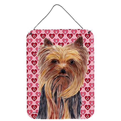 Caroline's Treasures "Caroline's Treasures Yorkie Hearts Love Valentine's Day Wall or Door Hanging Print, 16"" x 12"", Multicolor"