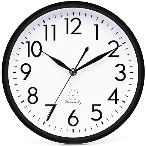 DreamSky 10 Inches Wall Clocks Battery Operated - Silent Non ...
