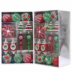 Valery Madelyn 50ct Classic Collection Splendor Red Green White Christmas Ball Ornaments, Shatterproof Xmas Balls for Christmas 
