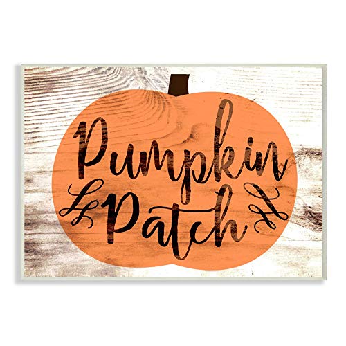 Stupell Industries Pumpkin Patch Halloween Typography Wall Plaque, 10 x 15, Design by Artist Daphne Polselli